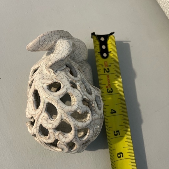 Crackle Pottery Bunny Rabbit Decor Accent Sculpture - Picture 9 of 12